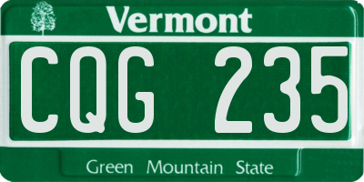 VT license plate CQG235