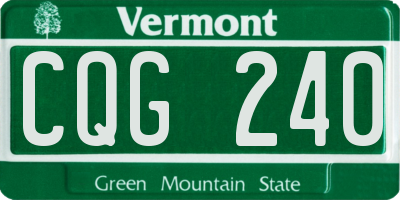 VT license plate CQG240