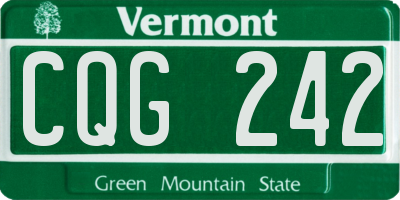 VT license plate CQG242