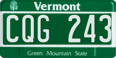 VT license plate CQG243