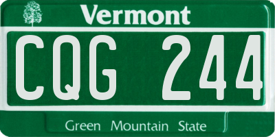 VT license plate CQG244