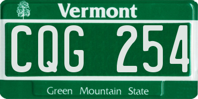 VT license plate CQG254