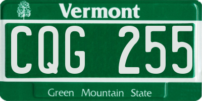 VT license plate CQG255