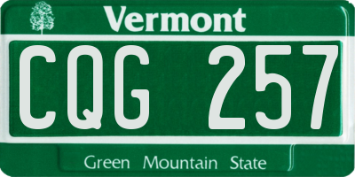 VT license plate CQG257