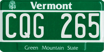 VT license plate CQG265