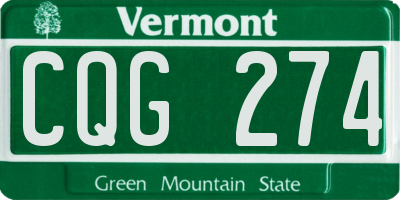 VT license plate CQG274