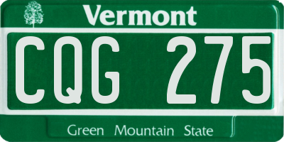 VT license plate CQG275