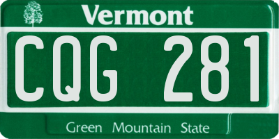 VT license plate CQG281