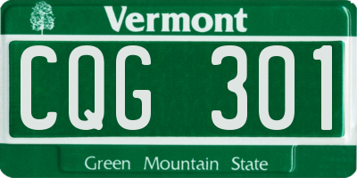VT license plate CQG301