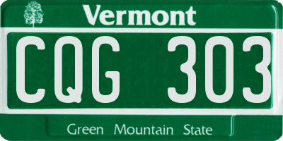 VT license plate CQG303