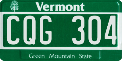 VT license plate CQG304