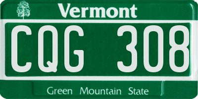 VT license plate CQG308