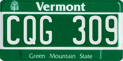 VT license plate CQG309