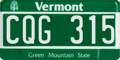 VT license plate CQG315