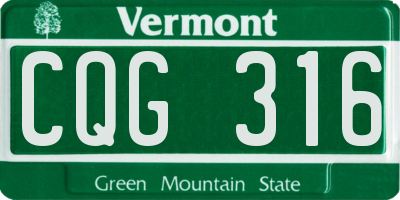 VT license plate CQG316