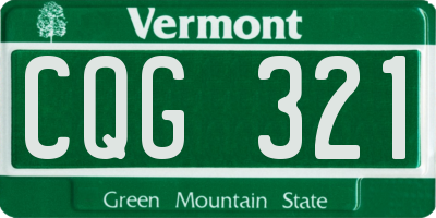 VT license plate CQG321