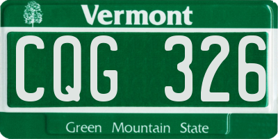 VT license plate CQG326