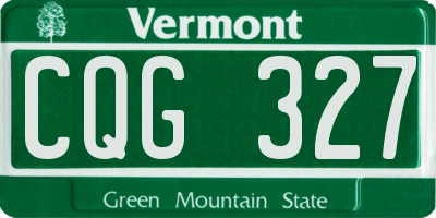 VT license plate CQG327
