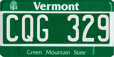 VT license plate CQG329