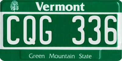 VT license plate CQG336