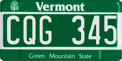 VT license plate CQG345