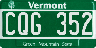 VT license plate CQG352