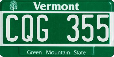 VT license plate CQG355