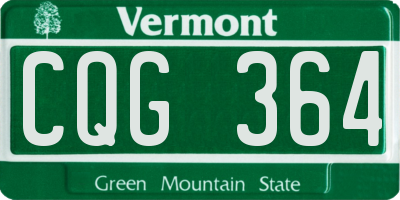VT license plate CQG364