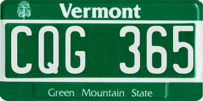 VT license plate CQG365