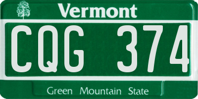 VT license plate CQG374