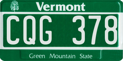 VT license plate CQG378
