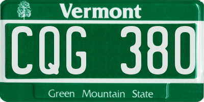 VT license plate CQG380