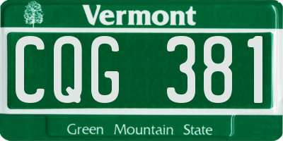 VT license plate CQG381