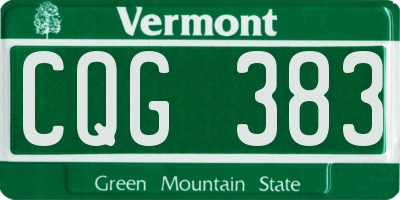 VT license plate CQG383