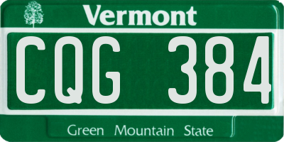 VT license plate CQG384
