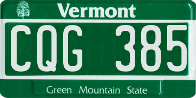 VT license plate CQG385