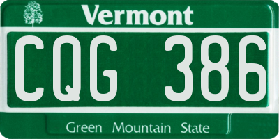 VT license plate CQG386