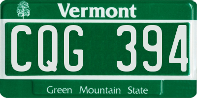 VT license plate CQG394