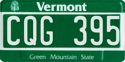 VT license plate CQG395