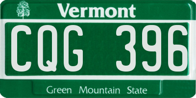VT license plate CQG396