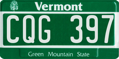 VT license plate CQG397