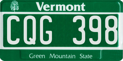 VT license plate CQG398