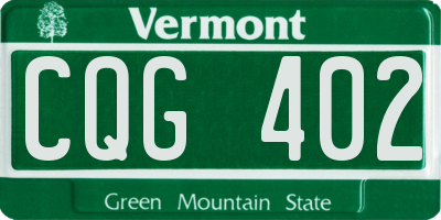 VT license plate CQG402