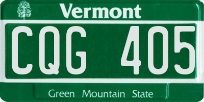 VT license plate CQG405