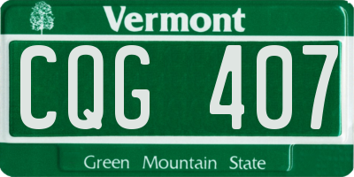 VT license plate CQG407