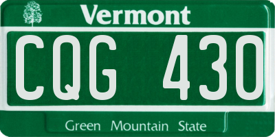 VT license plate CQG430
