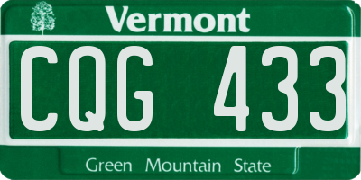 VT license plate CQG433