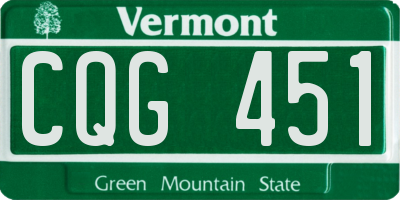 VT license plate CQG451
