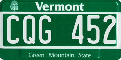 VT license plate CQG452