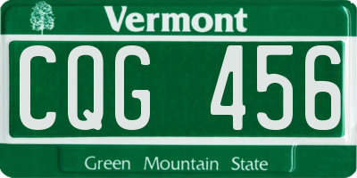 VT license plate CQG456